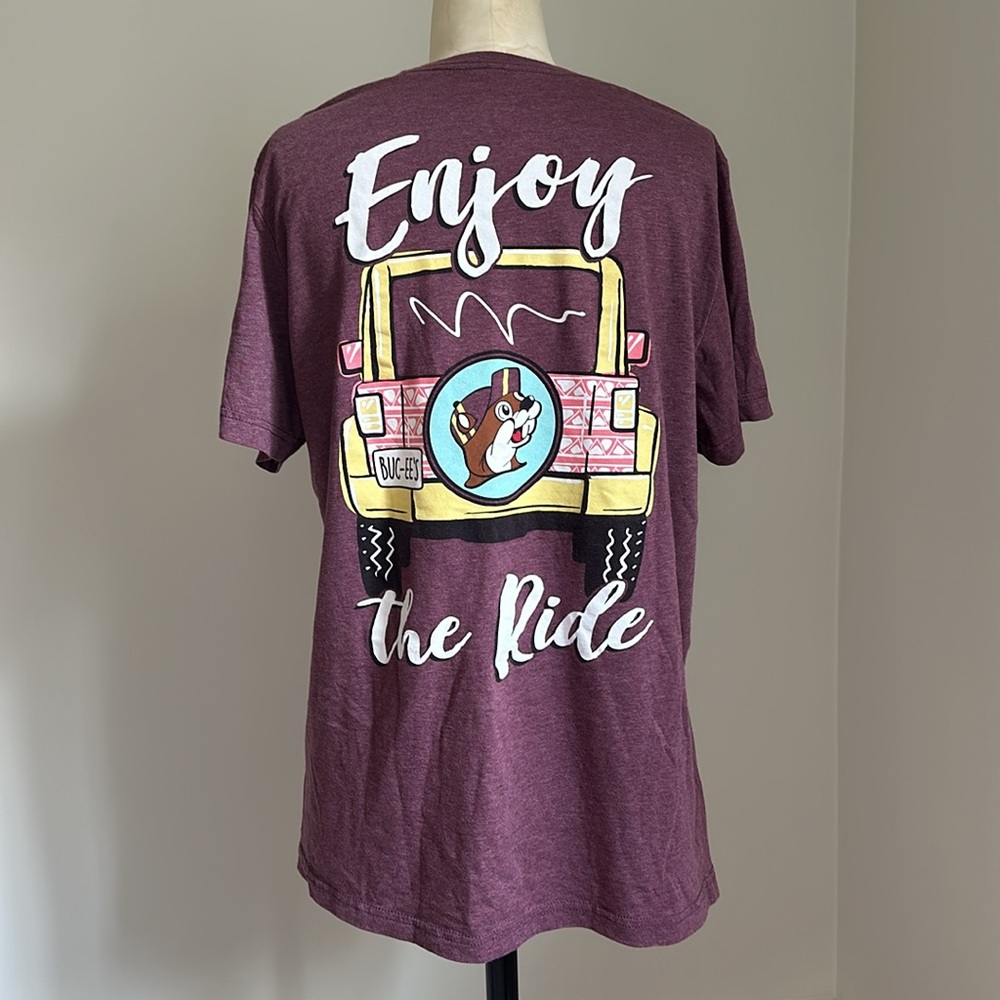 Buc-ee's Graphic T-Shirt “Enjoy the Ride” Jeep Plum Purple Tee Adult L Unisex
